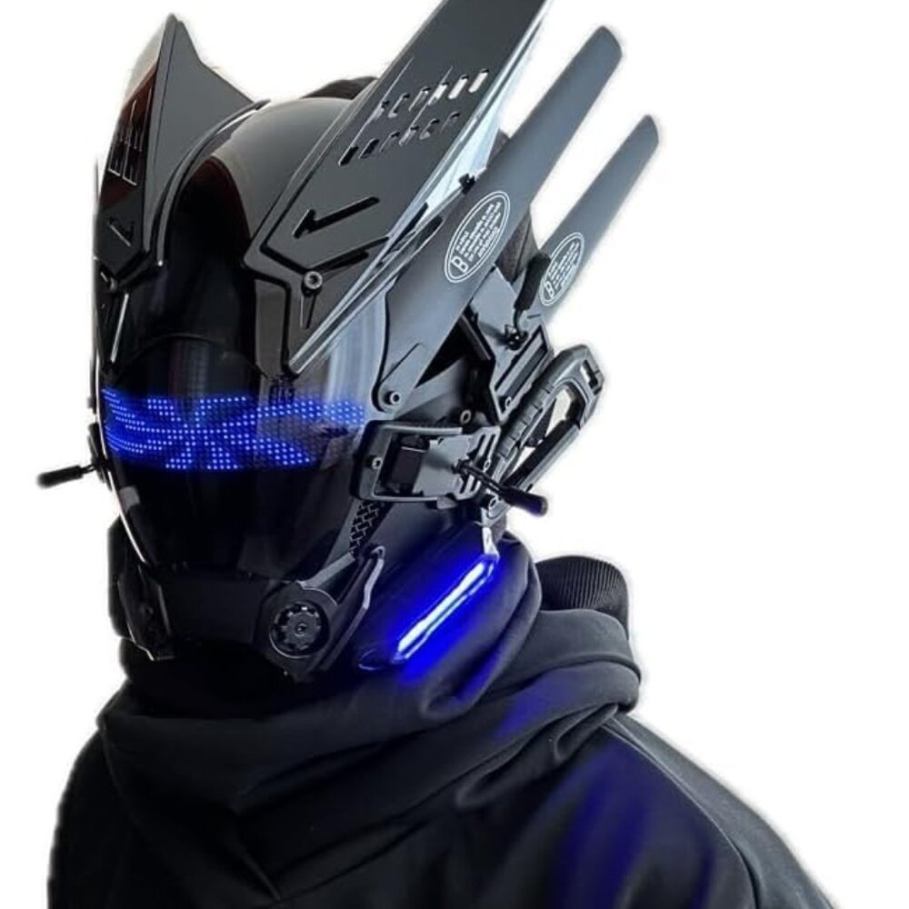 Future Farm Blue LED Cyberpunk Dreadlock Helmet 💙